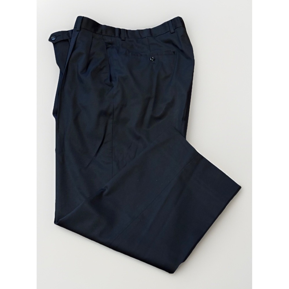 Joseph & Feiss Gold Blue Dress Pants Mens 36x27.5 100% Wool Pleated Preppy